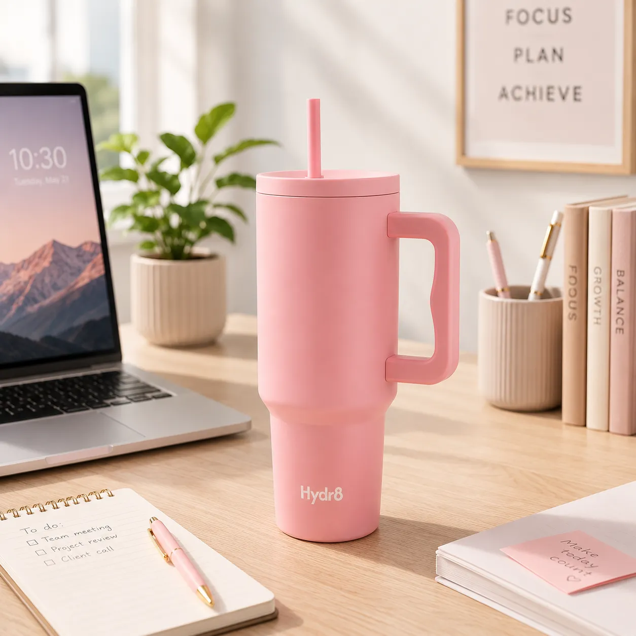 Hydrated 1200 ML HEAVY DUTY TUMBLER WITH STRAW (PINK)